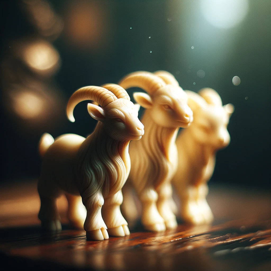 Ivory Goats Figurine