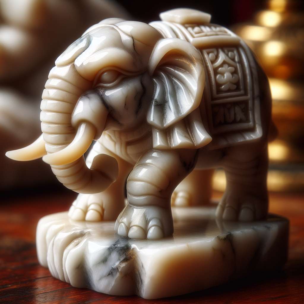 Marble Elephant Figurine